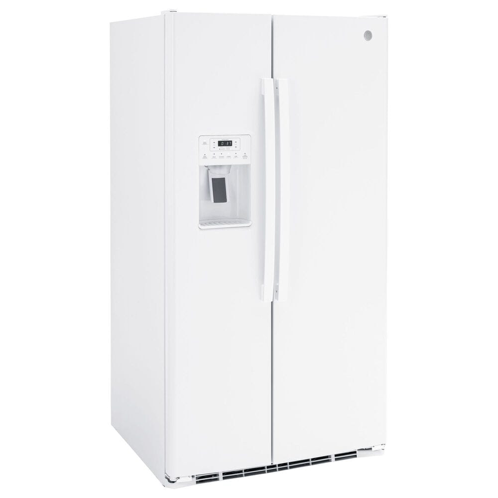 GE Appliances 25.3 Cu. Ft. Side by Side Refrigerator with External Dispenser in White, , large