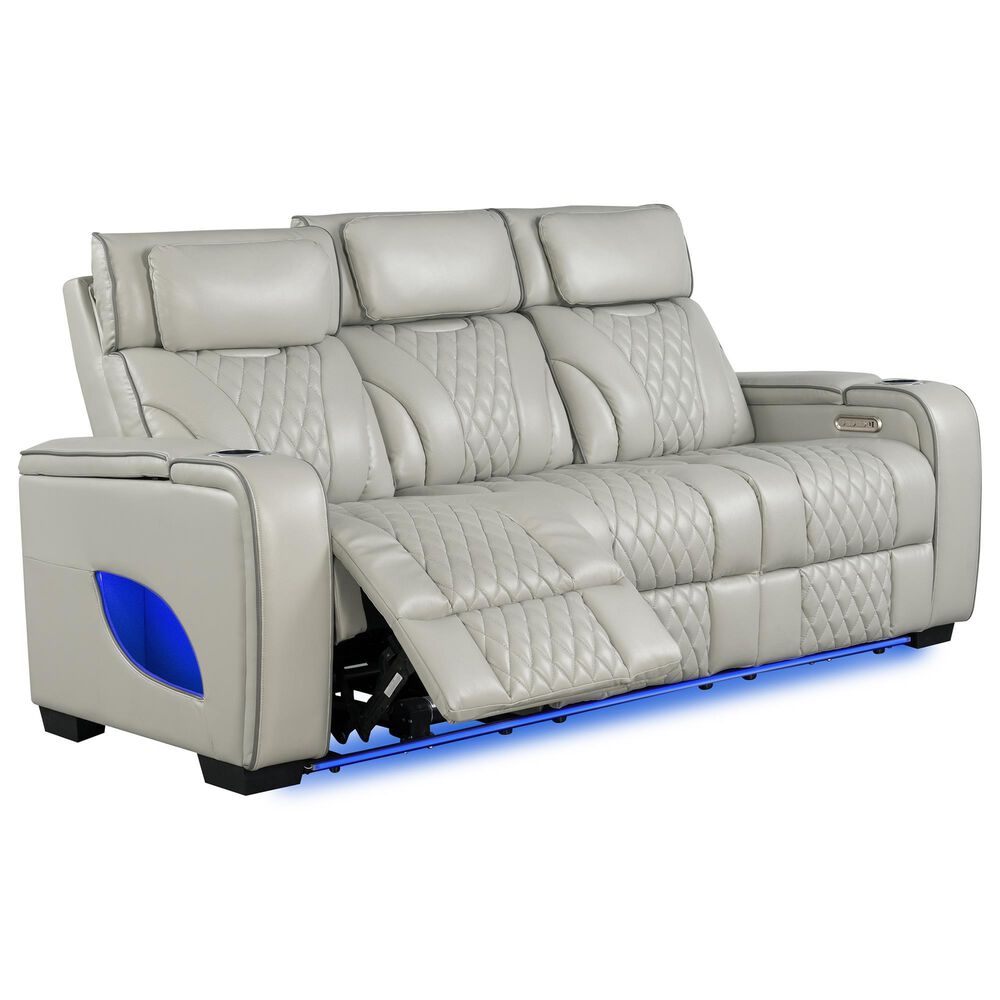 Titanic Furniture All Star Power Reclining Sofa with Power Headrest in Gray, , large