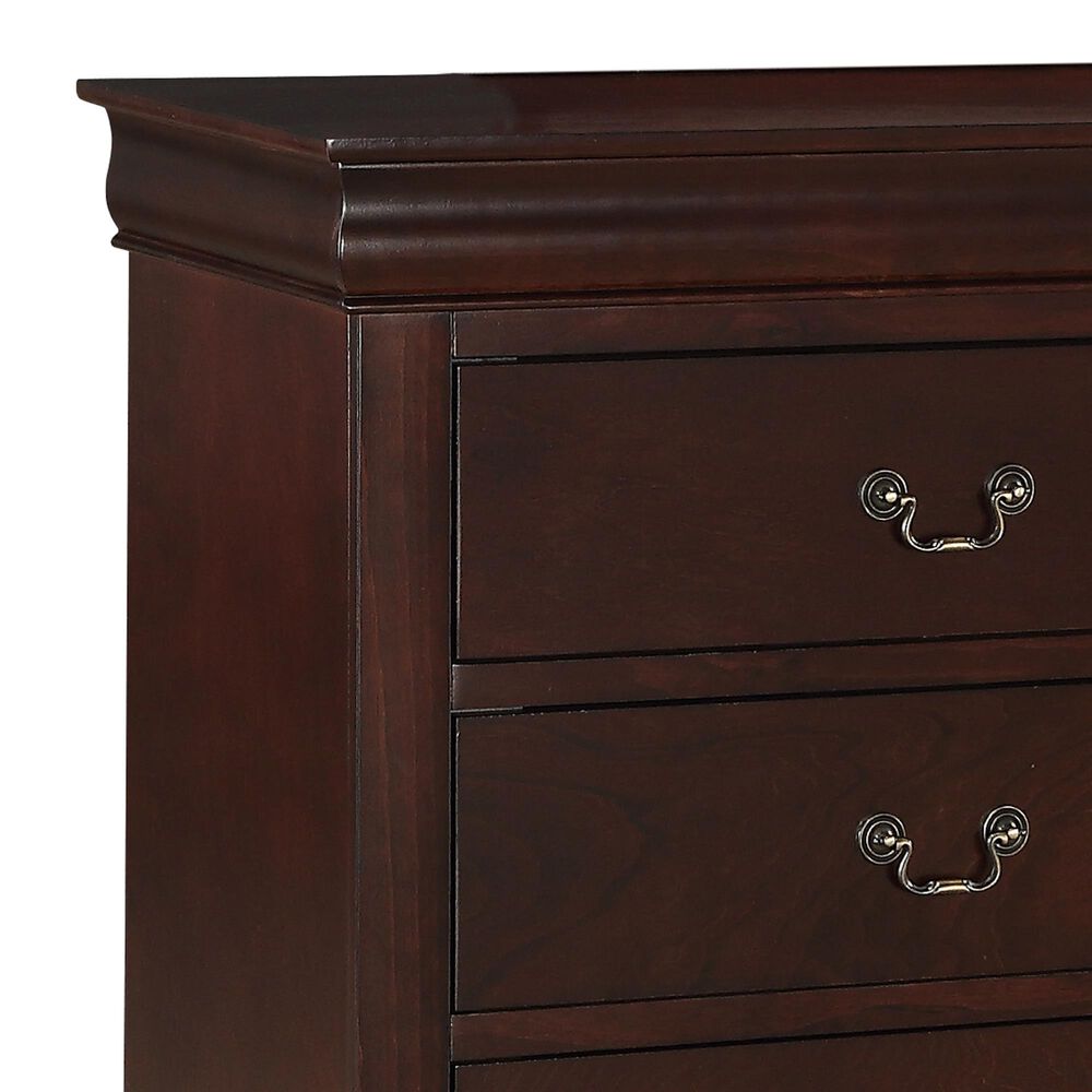 Crown Mark Louis Philip 4-Piece Twin Bedroom Set in Cherry, , large