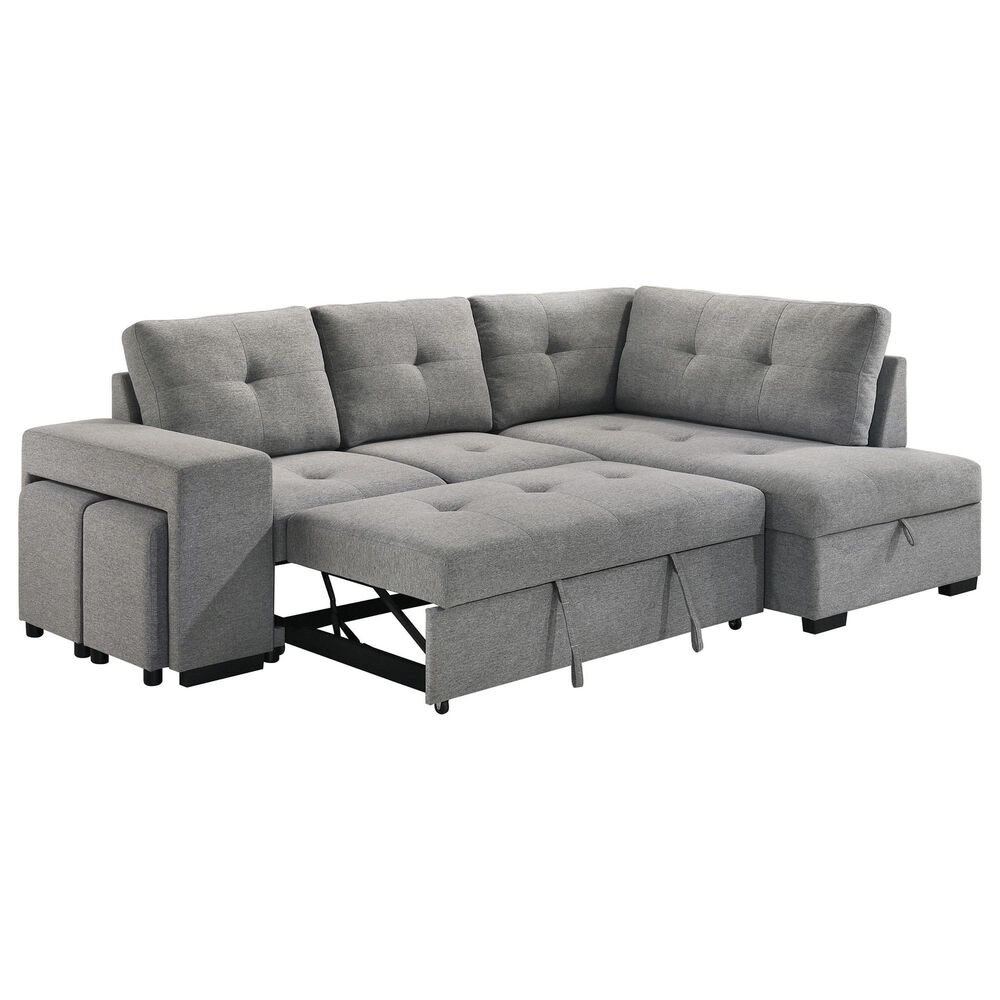 Coaster Roanne Fabric Upholstered Sleeper Sectional Sofa Grey, , large