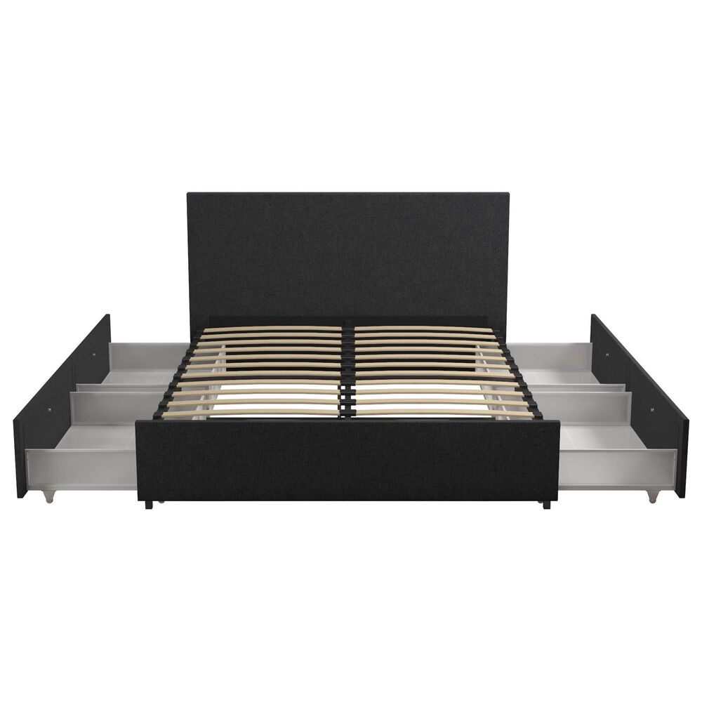 Novogratz Kelly Queen Upholstered Storage Bed in Dark Gray Linen, , large