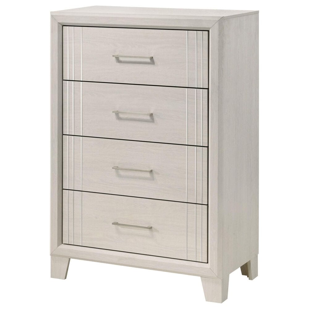 Crown Mark Charlie 5-Piece King Panel Bedroom Set in White, , large