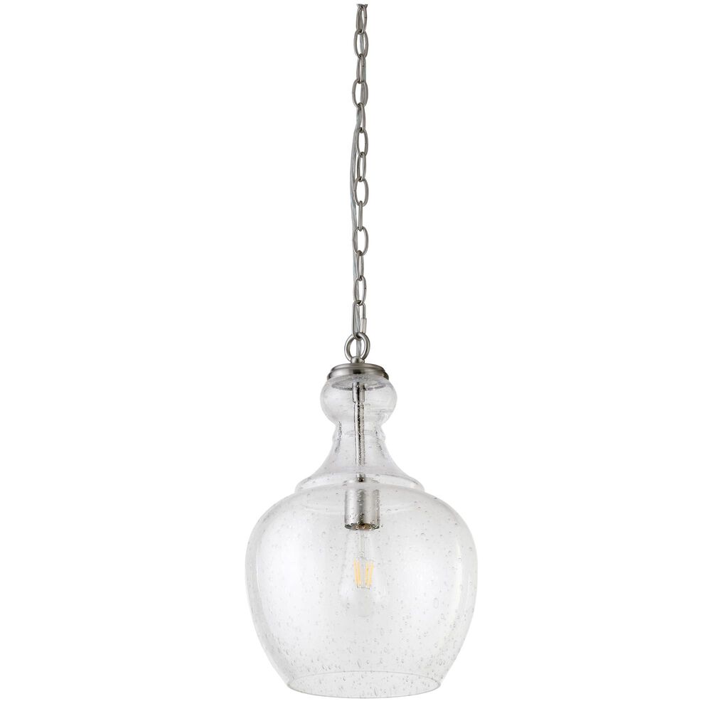 Hudson and Canal Verona 11" Pendant with Clear Seeded Glass in Brushed Nickel, , large