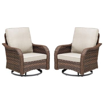 Hearth and Haven Outdoor High-Back Swivel Rocker Glider in Beige (Set of 2), , large