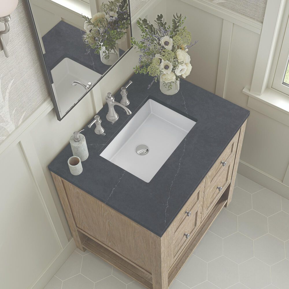 James Martin Vanities Breckenridge 30&quot; Single Vanity, Whitewashed Oak w/ 3 CM Charcoal Soapstone Quartz Top, , large