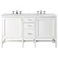 James Martin Vanities Addison 60" Double Bathroom Vanity in Glossy White with 3 cm Arctic Fall Solid Surface Top and Rectangular Sinks, , large