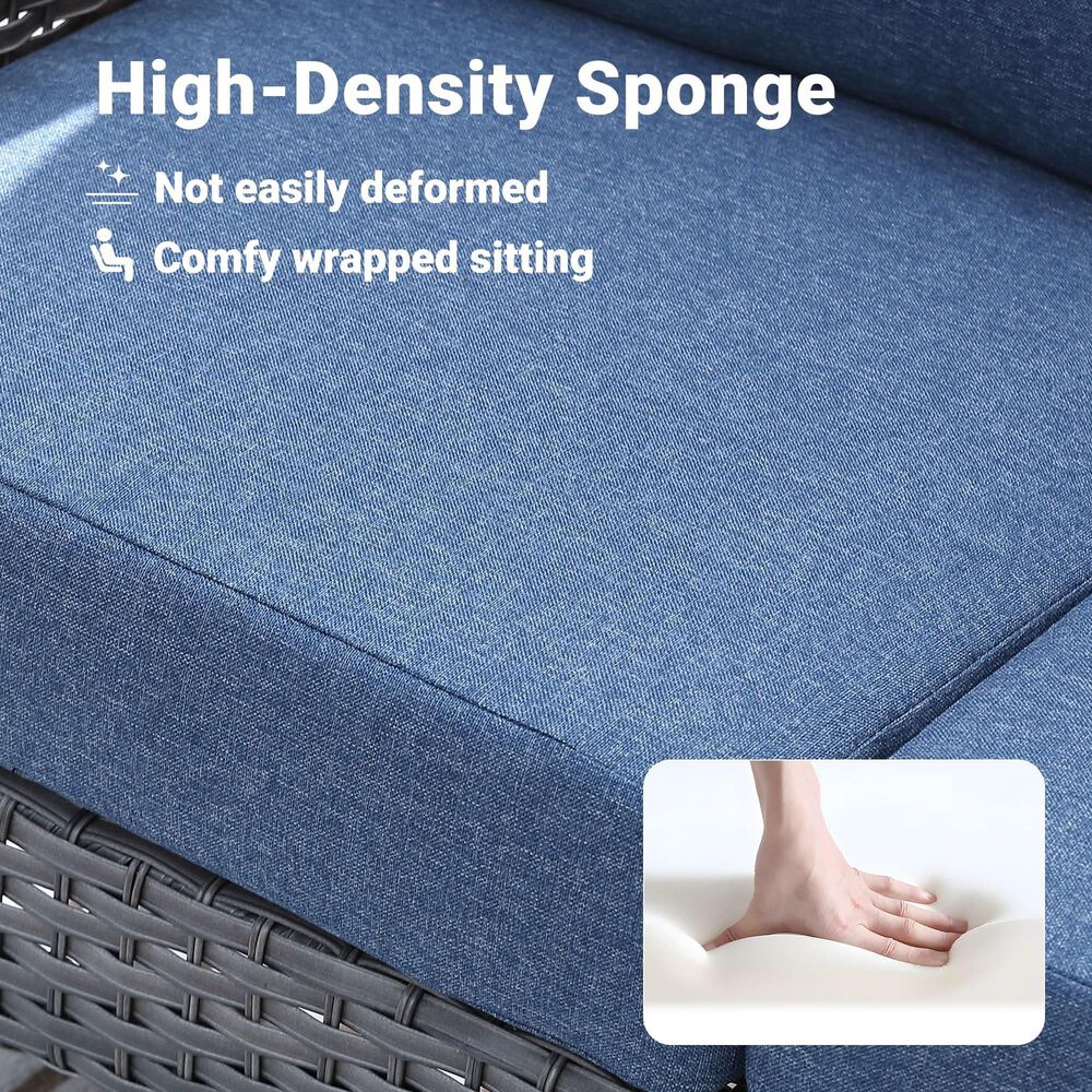 HOMLUX 2-Piece Patio Loveseat and Coffee Table Set in Denim Blue, , large