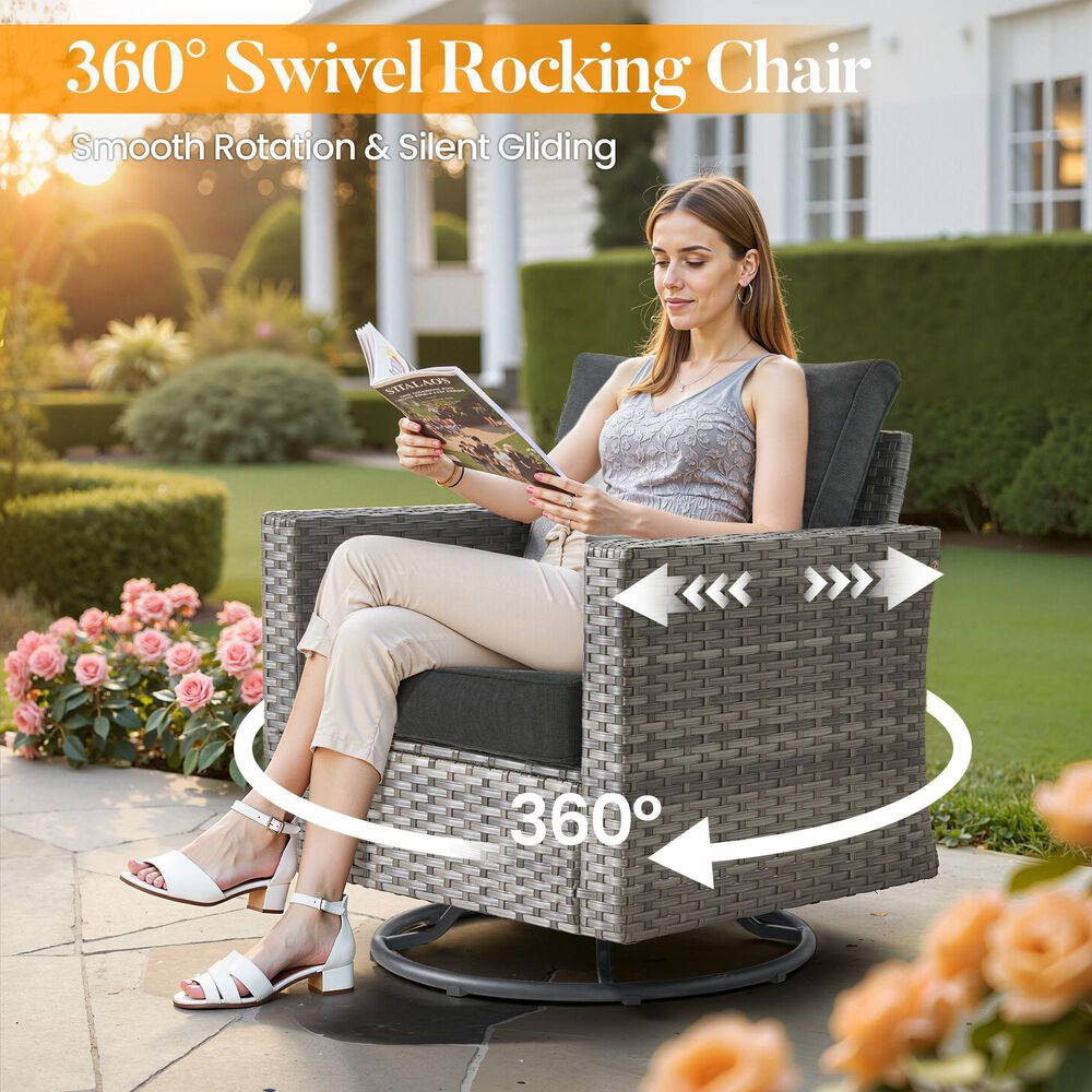 HOMLUX 8-Piece Outdoor Patio Furniture Set in Black, , large