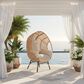 Hearth and Haven Outdoor Egg Chair with Lattice Back Natural in Beige, , large