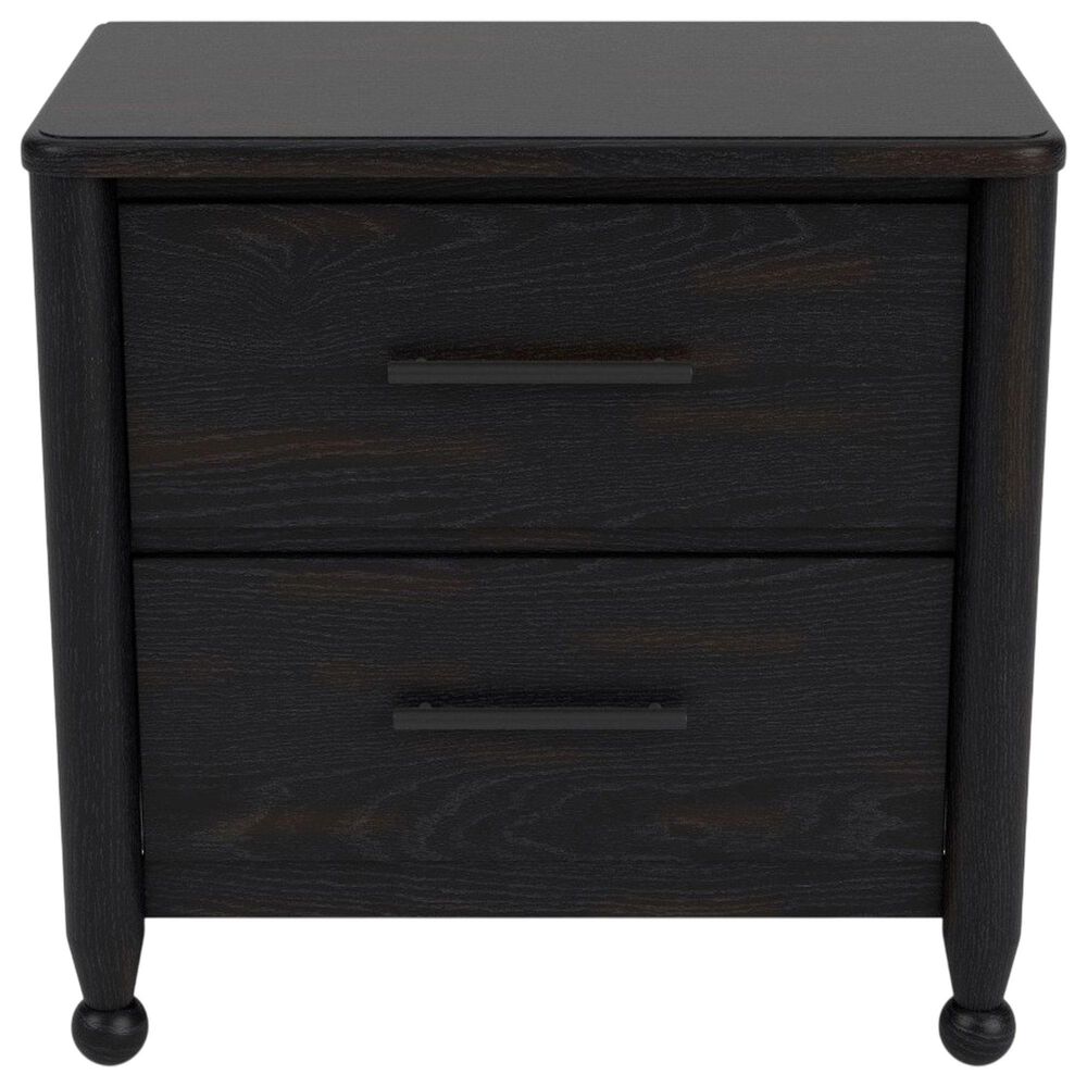 Riverside Furniture Calhoun Ebony 2 Drawer Nightstand in Whiskey Oak, , large