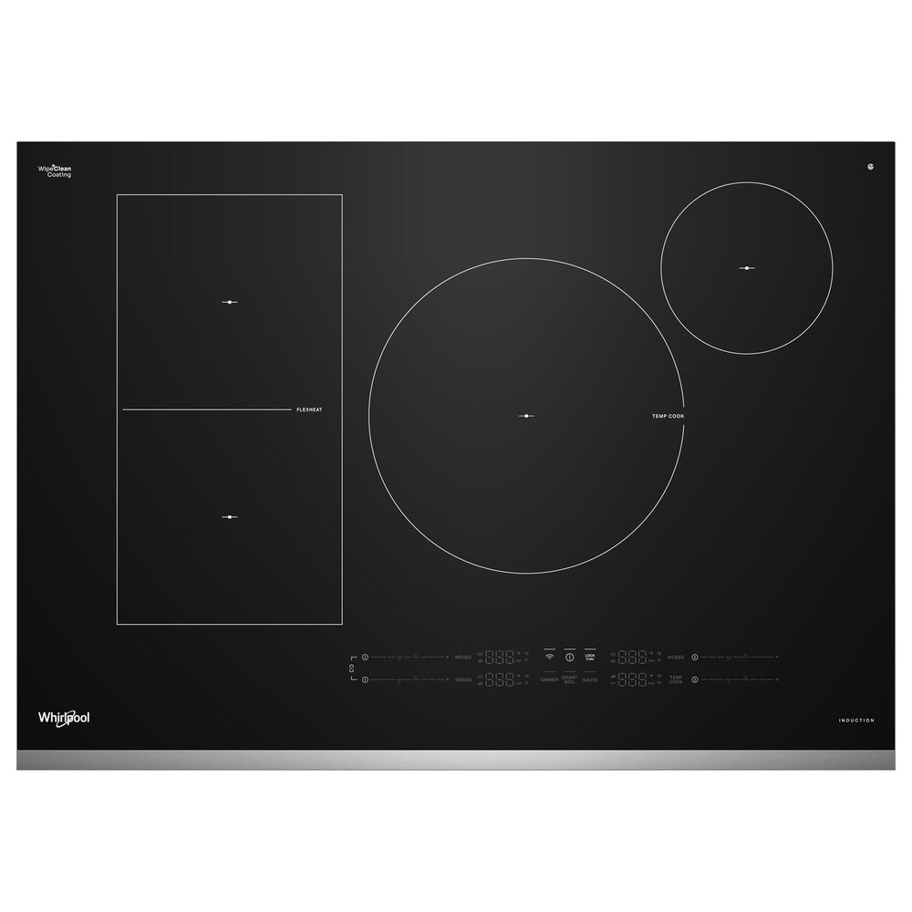 Whirlpool 30" Intelligent Induction Cooktop with Temp Cook Technology and WipeClean Coating in Black and Stainless Steel, , large