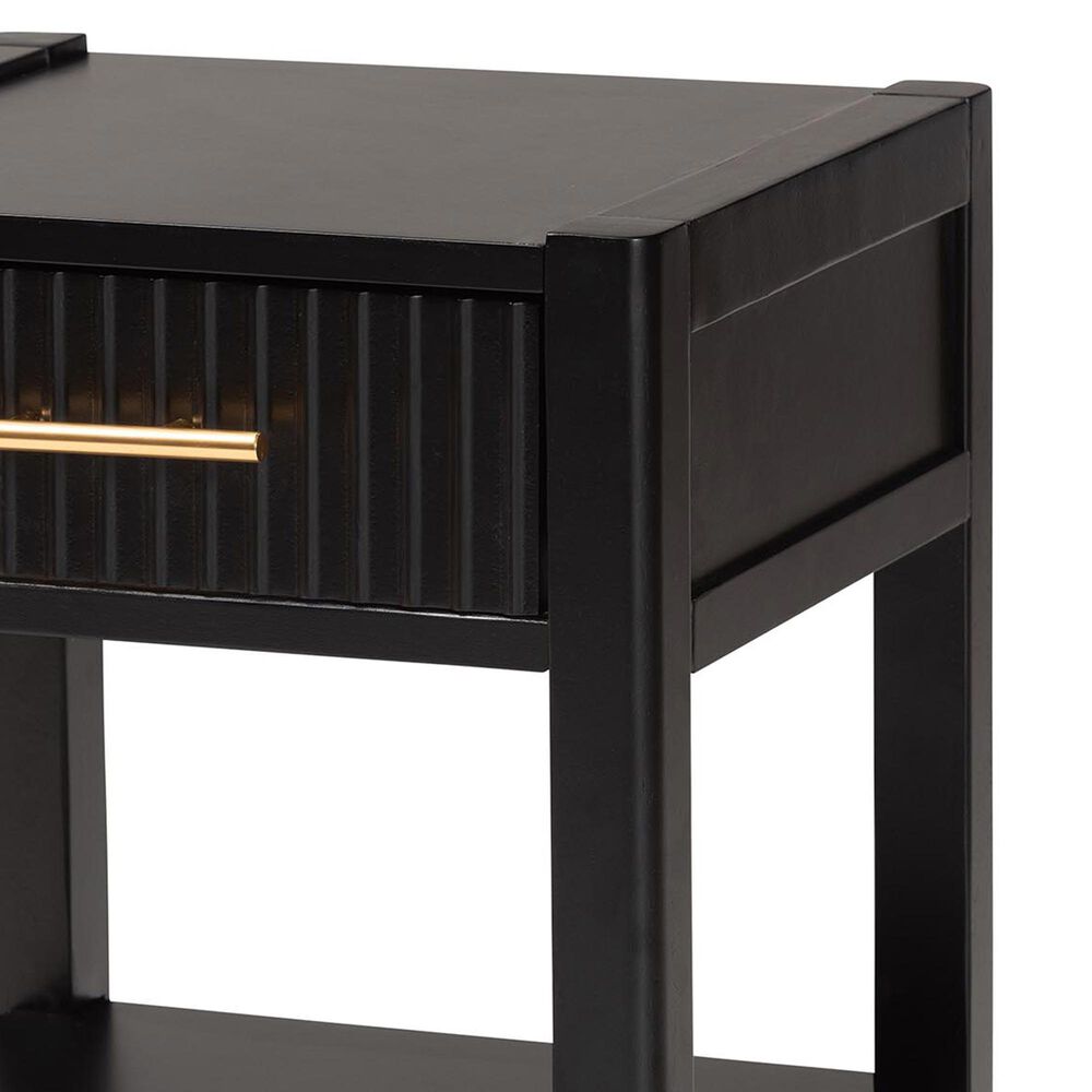 Baxton Studio Primrose 1-Drawer Nightstand in Black, , large