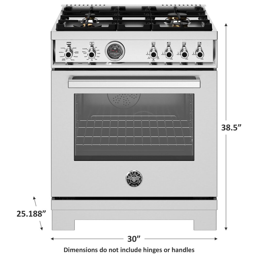 Bertazzoni Professional 4.6 Cu.Ft. Dual Fuel Range in Stainless Steel, , large