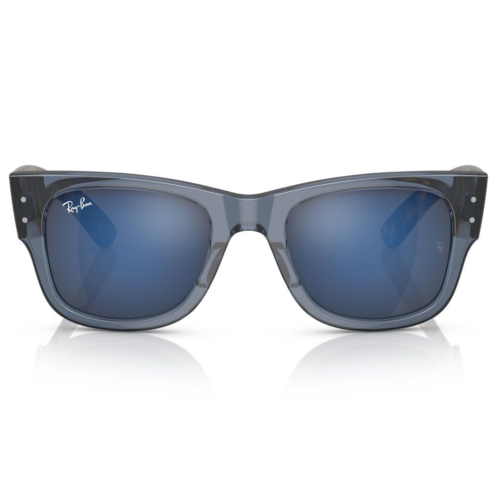 Ray-Ban Mega Wayfarer Sunglass with Blue Lenses in Polished Transparent Dark Blue, , large