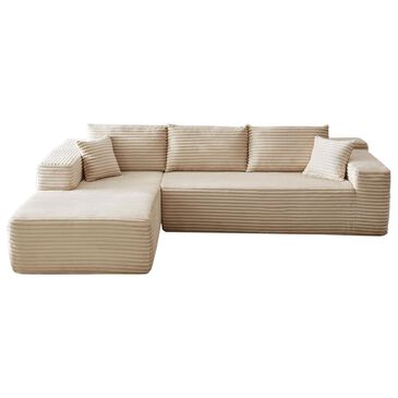 HOMLUX 2-Piece Mod Sectional with LAF Chaise in Beige, , large