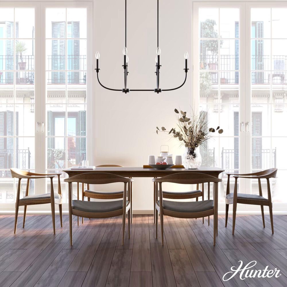 Hunter Southcrest 6-Light Linear Chandelier in Flat Matte Black, , large