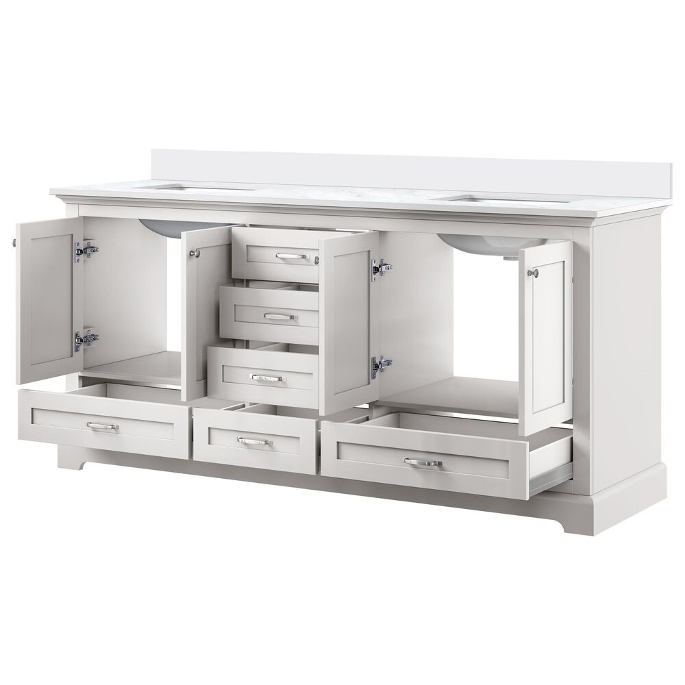 Lexora Home Dukes 72&quot; Double Bathroom Vanity in White with 2 cm White Cultured Marble Top and Rectangular Sinks, , large