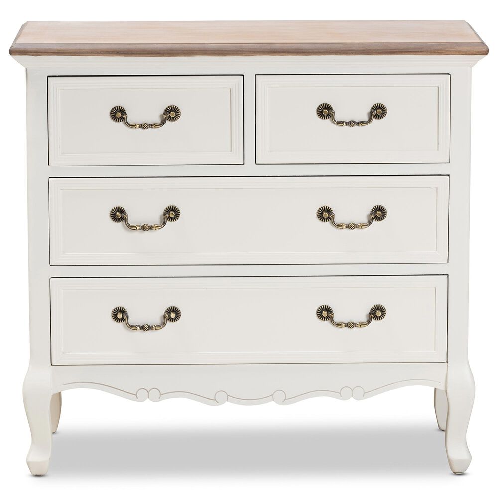 Baxton Studio Amalie 4-Drawer Accent Storage Cabinet in White and Oak, , large