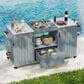 HOMLUX 67" Outdoor Kitchen Island with Stainless Steel Top in Grey, , large