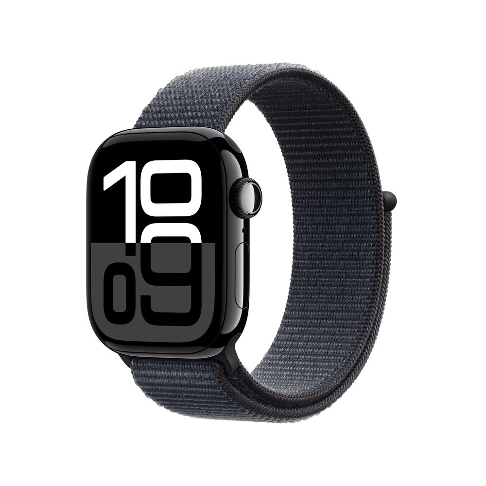 Apple Watch Series 10 GPS + Cellular 42mm Jet Black Aluminum Case with Ink Sport Loop, , large