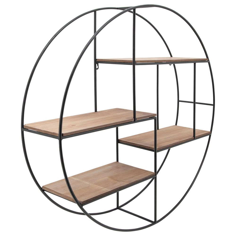 Sagebrook Home 32" Round Shelf in Brown and Black, , large