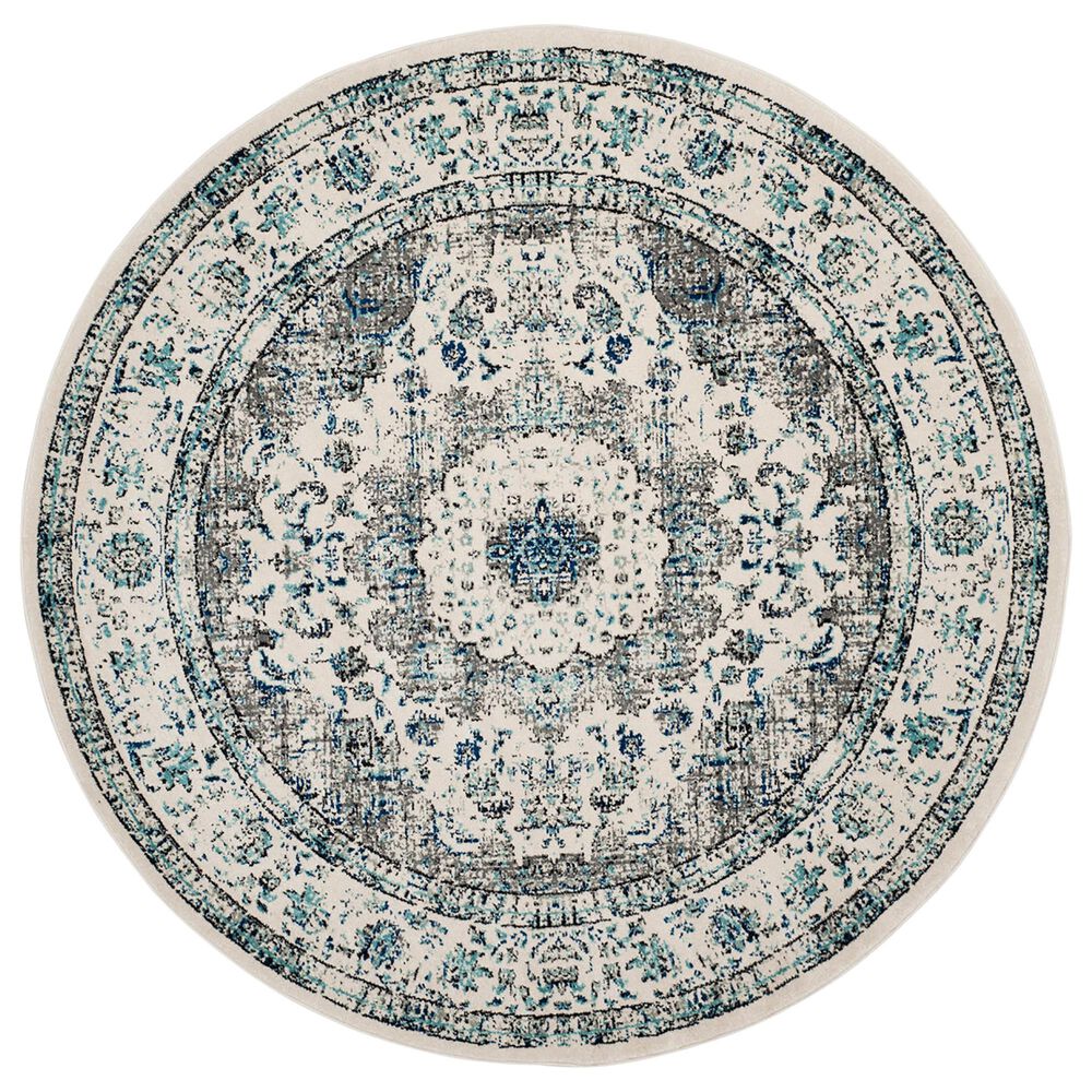 Safavieh Evoke EVK220D 11" Round Gray and Ivory Area Rug, , large
