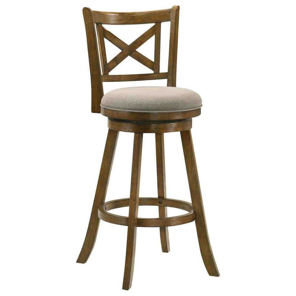Armen Living Kodi Swivel Bar Height Stool with Static Gray in Sepia Brown, , large