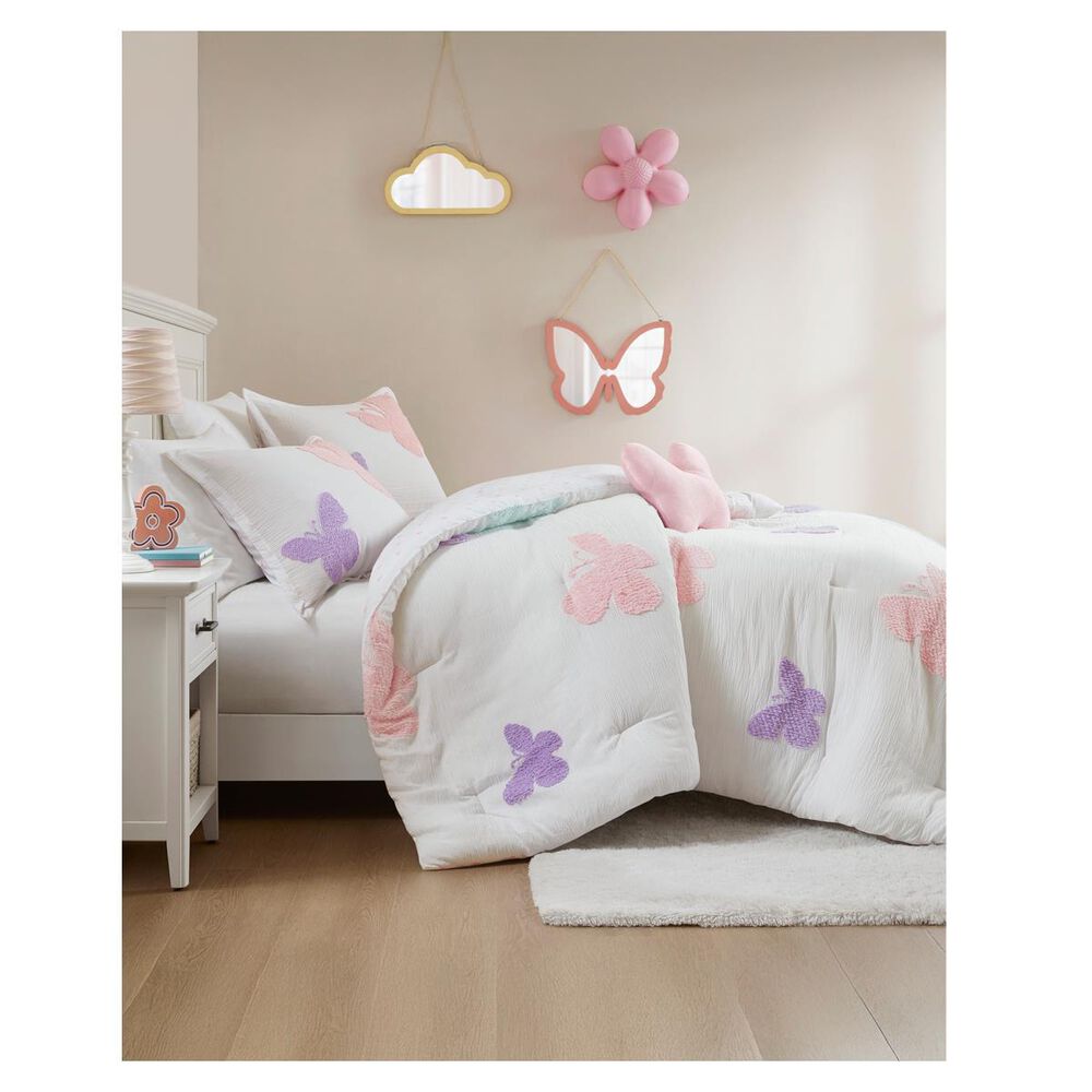 Hampton Park Rio 4-Piece Full/Queen Comforter Set in Purple, Blush Pink and Bright White, , large