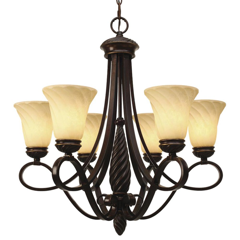 Golden Lighting Torbellino 6-Light Chandelier in Cordoban Bronze with Remolino Glass, , large