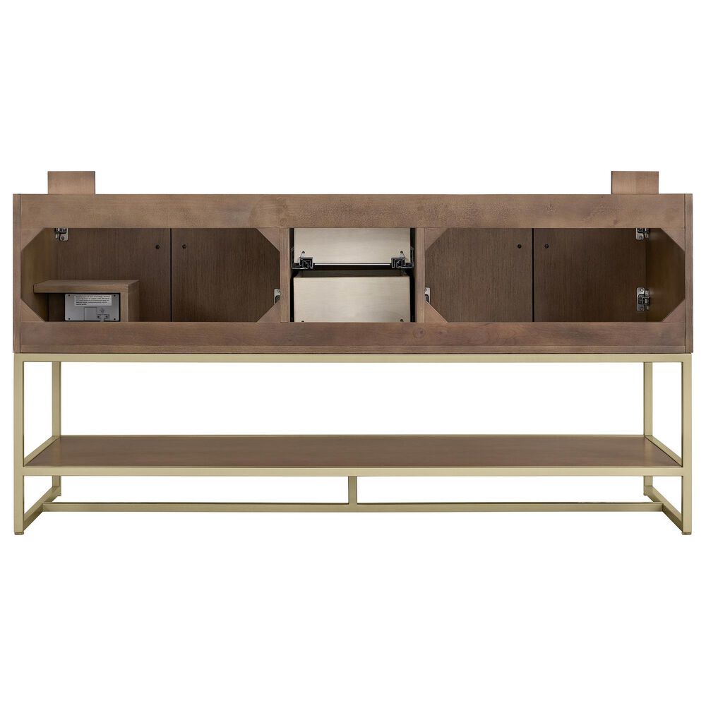 37B Mauri 60" Double Bathroom Vanity with Metal Base in Walnut Drift with High-Profile 4" White Composite Stone Top, , large