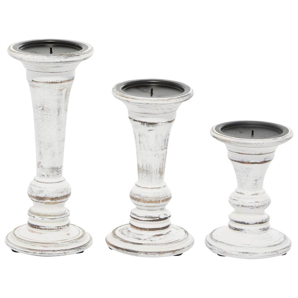 Maple and Jade 6", 8", 10" Decorative Candle Holder in White (Set of 3), , large