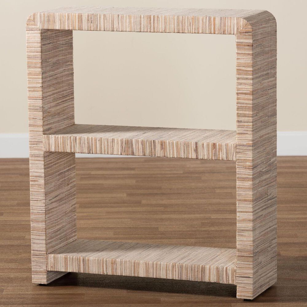 Baxton Studio Lucy 35" Bohemian Bookcase with Open Shelves in Natural, , large