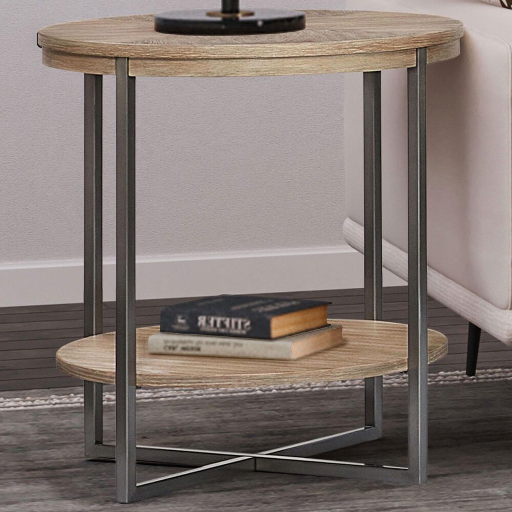 Belle Furnishings Paran Place Round Chairside Table in Natural, , large