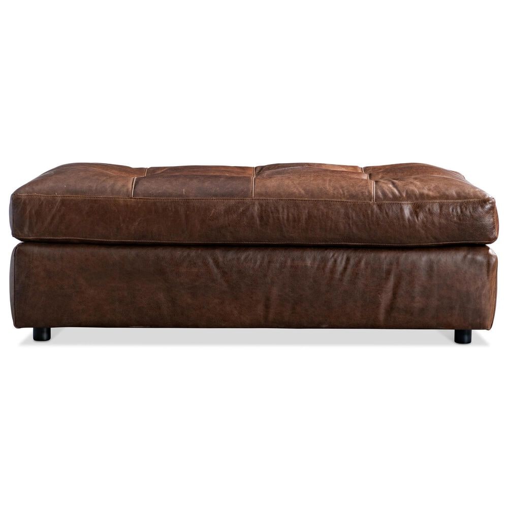 Bernhardt Nest Leather Ottoman in Brown, , large