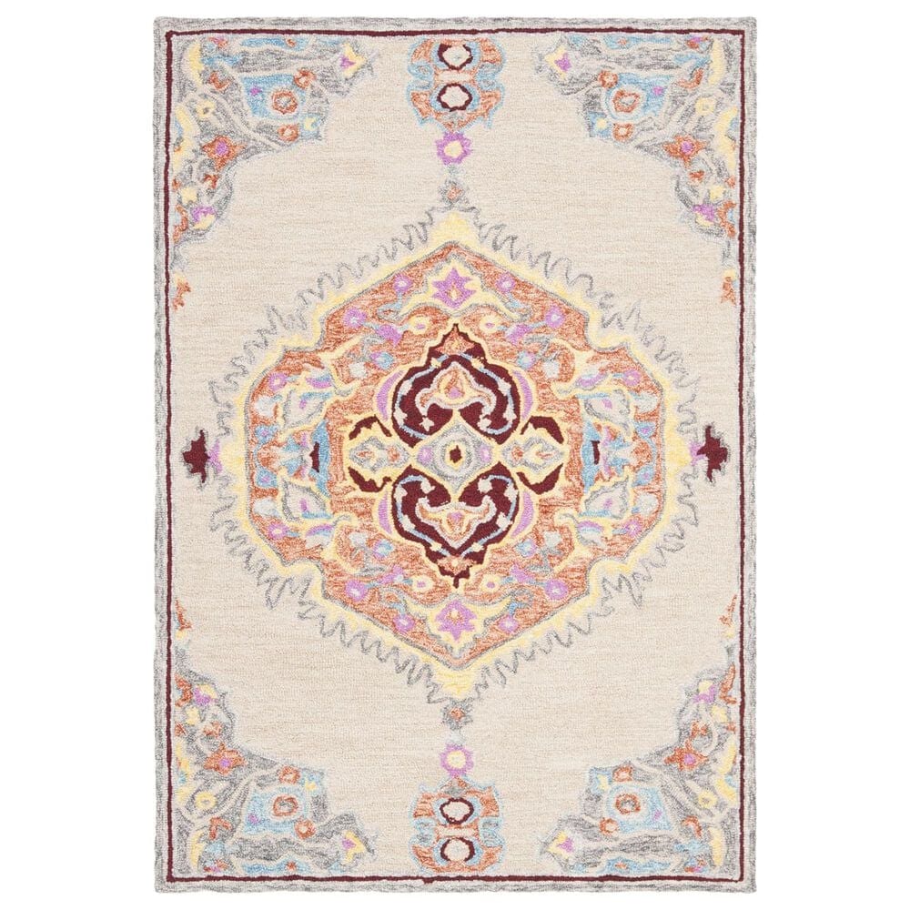 Safavieh Micro-Loop 4" x 6" Beige and Orange Area Rug, , large