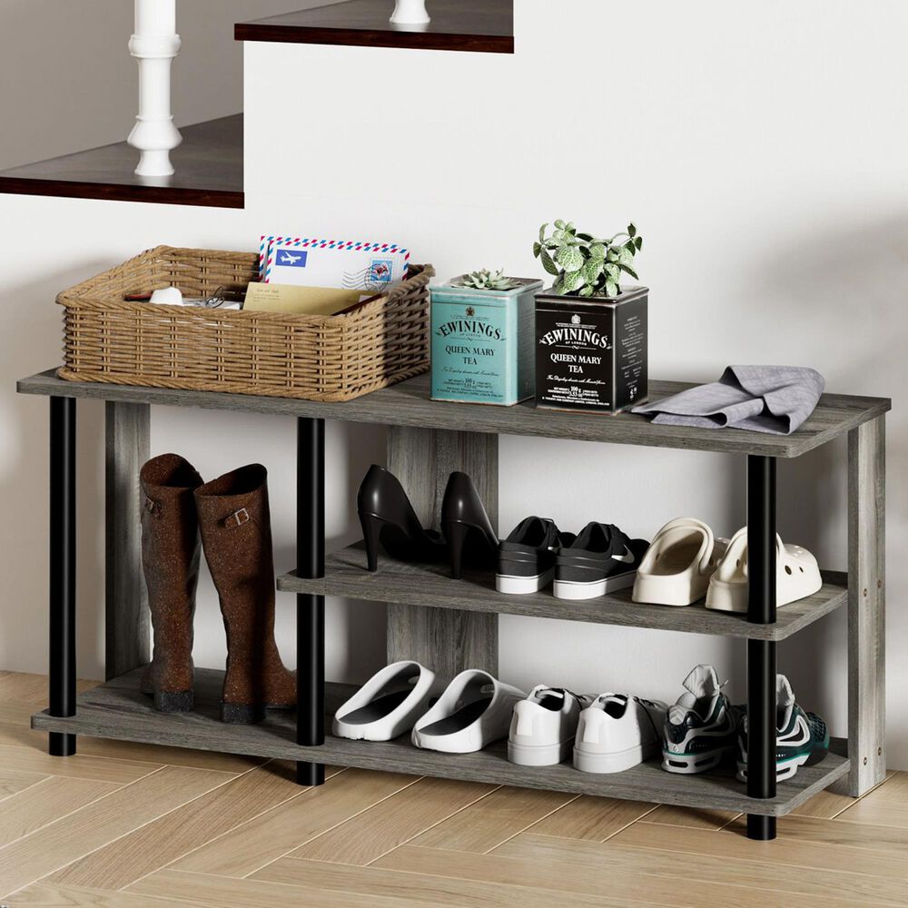 Noviland 3-Tier Shoe Rack in French Oak and Black, , large