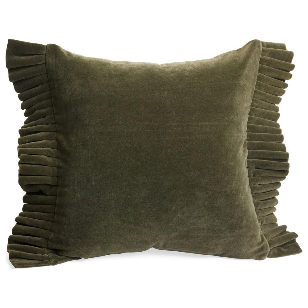Accents De Ville 17" Square Throw Pillow with Sides Frills in Dark Olive, , large