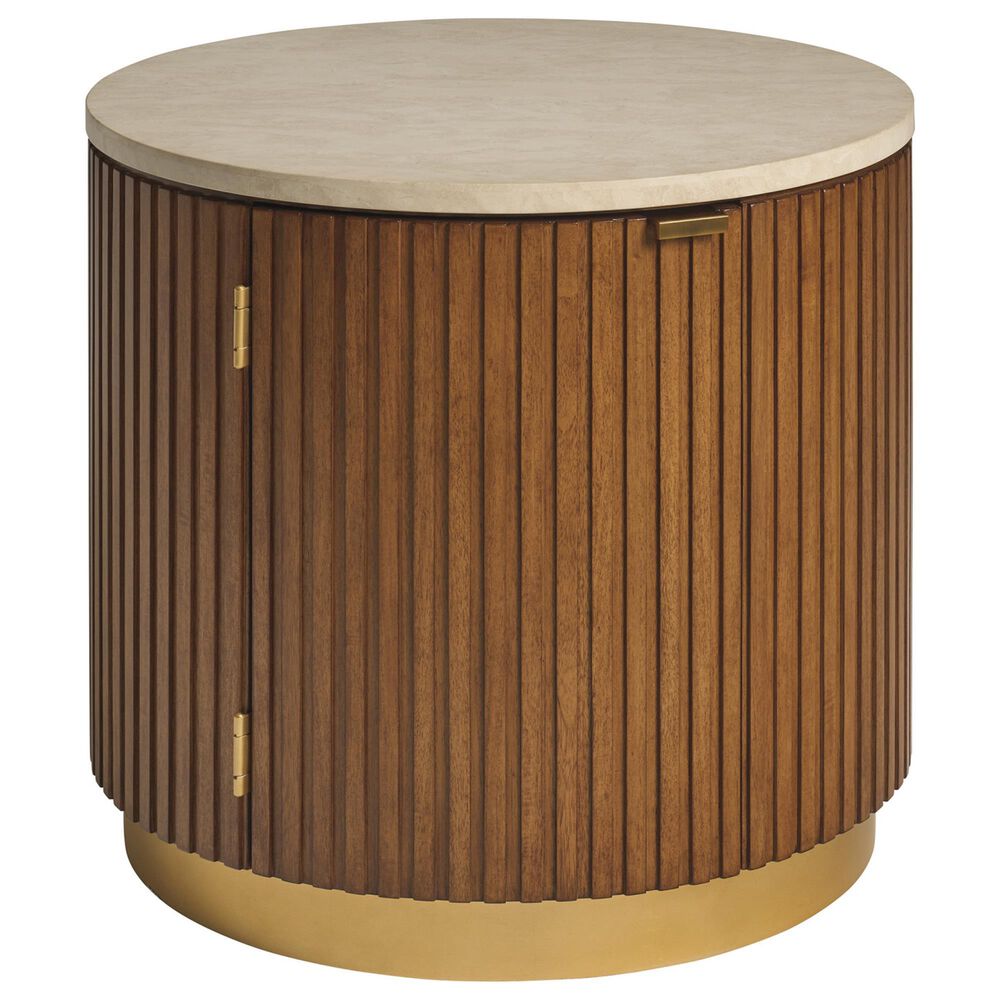 Lexington Furniture La Costa Avenida End Table in Anticato, Sierra Tan and Satin Gold, , large