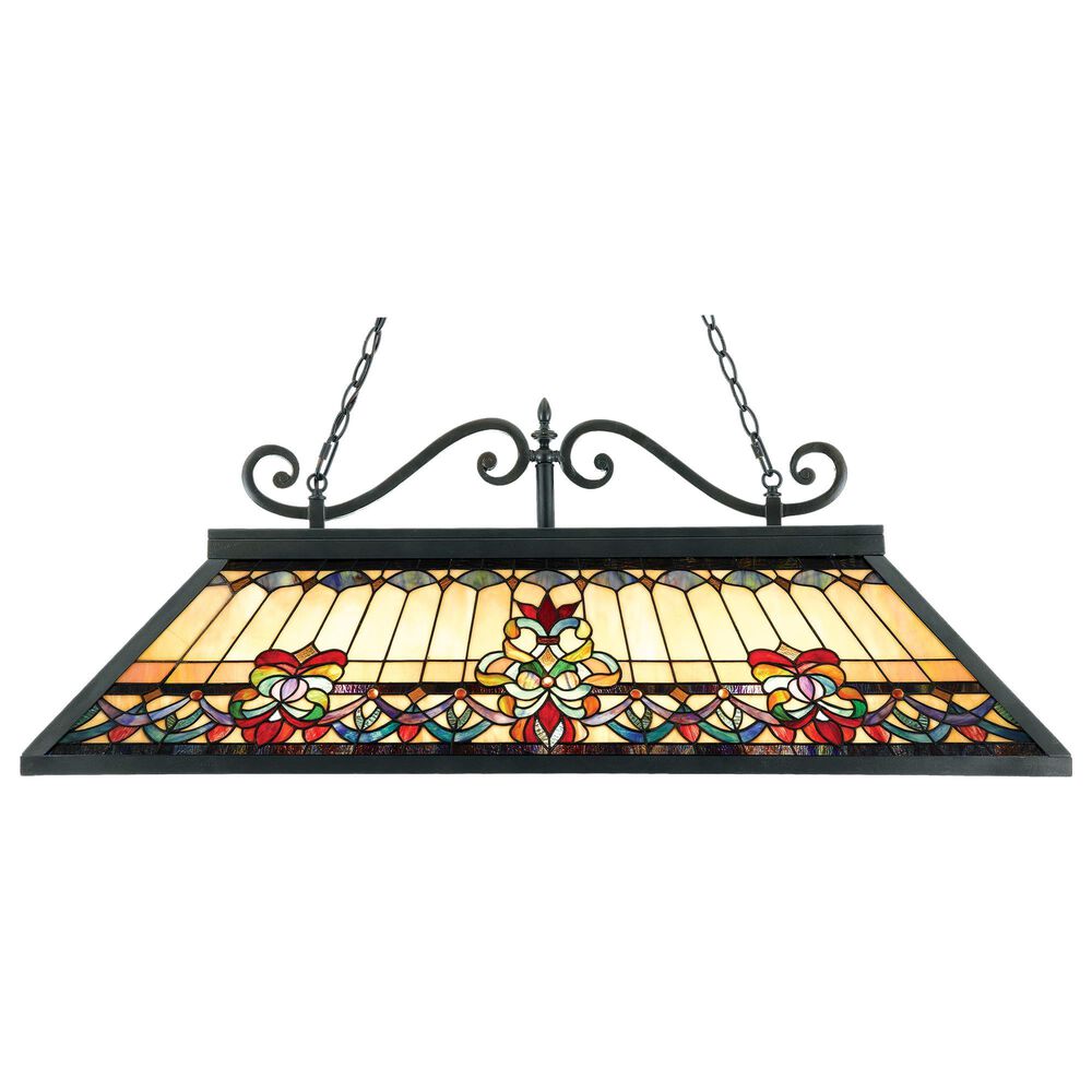 Quoizel Belle Fleur 3-Light Tiffany Island Chandelier in Vintage Bronze, , large