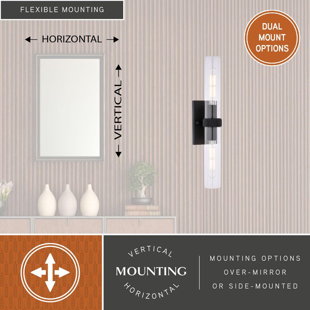 Vaxcel Bari 2-Light Wall Sconce in Matte Black, , large