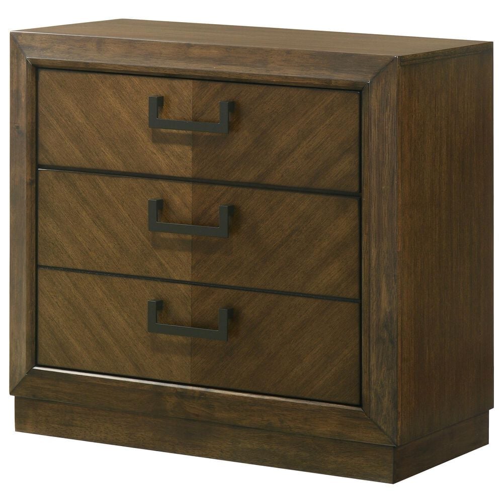 Crown Mark Lakecrest Queen Bed and Two Nightstands in Medium Brown, , large