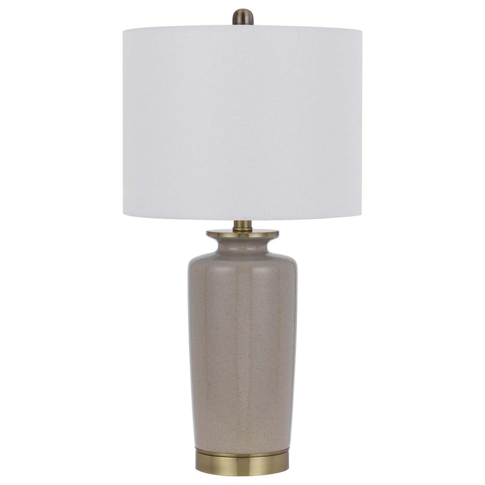 Cal Lighting Modica Ceramic Table Lamp in Sandy Gray and Antique Brass, , large