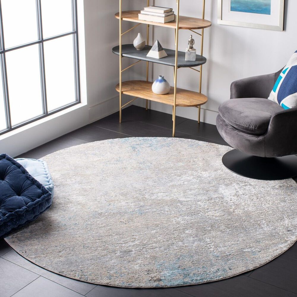 Safavieh Dream DRM415G 6&#39;7&quot; Round Grey and Multicolor Area Rug, , large