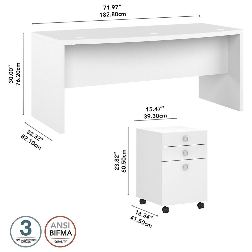 Bush Echo 2-Piece Office Set in Pure White, , large