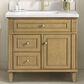 James Martin Vanities Lorelai 36" Single Vanity in Light Natural Oak with Single Hole 3 cm White Zeus Quartz Top & Backsplash, , large