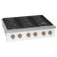 Cafe 36" Natural Gas Rangetop with 6-Burner in Matte White and Brushed Bronze, , large