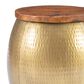 Linon Home Decor Royce 19" Drum Side Table with Storage in Brass, , large
