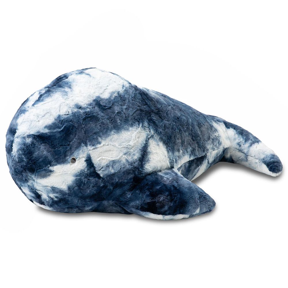Jaxx Marina The Whale Sea Buddy Large Kids Stuffed Animal Bean Bag in Tie-Dye Blue Print, , large