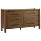 Riverside Furniture Henderson Rustic 6 Drawer Dresser and Mirror in Toasted Pecan, , large