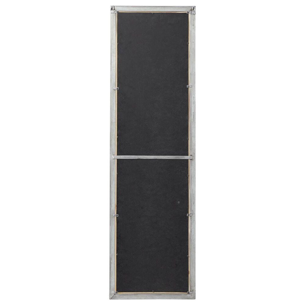 Maple and Jade 52&quot; x 15&quot; Geometric Window Pane Inspired Panel Wall Mirror in Galvanized Silver and Brown, , large